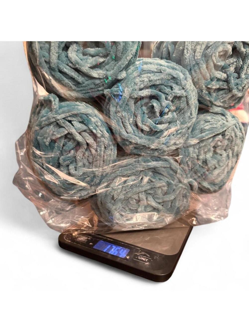 6 Skeins Velvet Chenille Yarn Lot - Bulky Thick Soft Blue Green Teal - 17.6oz
